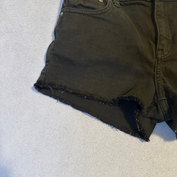 Sunday Best Denim Cut-Off Shorts Frayed Distressed High-Rise Black Women Size 28 - Picture 4 of 13